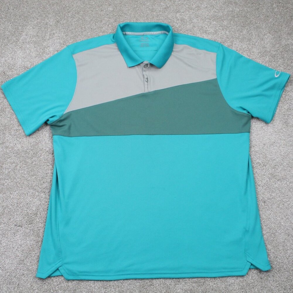 Oakley Polo Shirt‎ Mens 2XL XXL Green Hydrolix Regular Fit Short Sleeve Pullover
